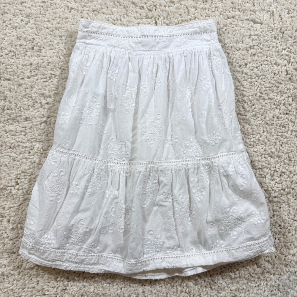 Vintage Old Navy White Eyelet Embroidered Tiered Maxi Skirt 4T‎ Cottagecore
